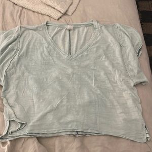 blue v neck oversized tee